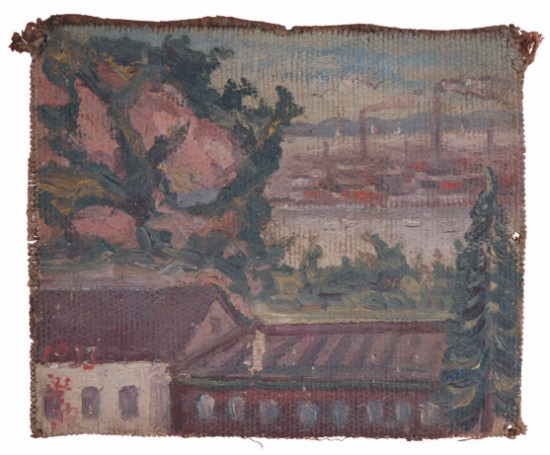 陳澄波-簷上遠望(1933)